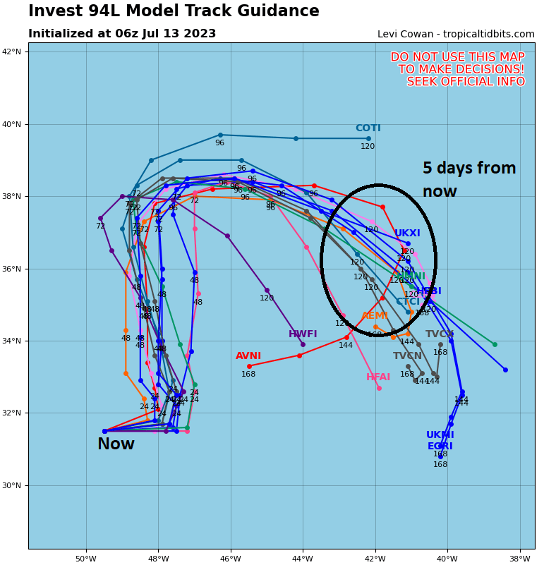 July 13, 2023 Outlook Shortlived, open Atlantic Invest 94L is the