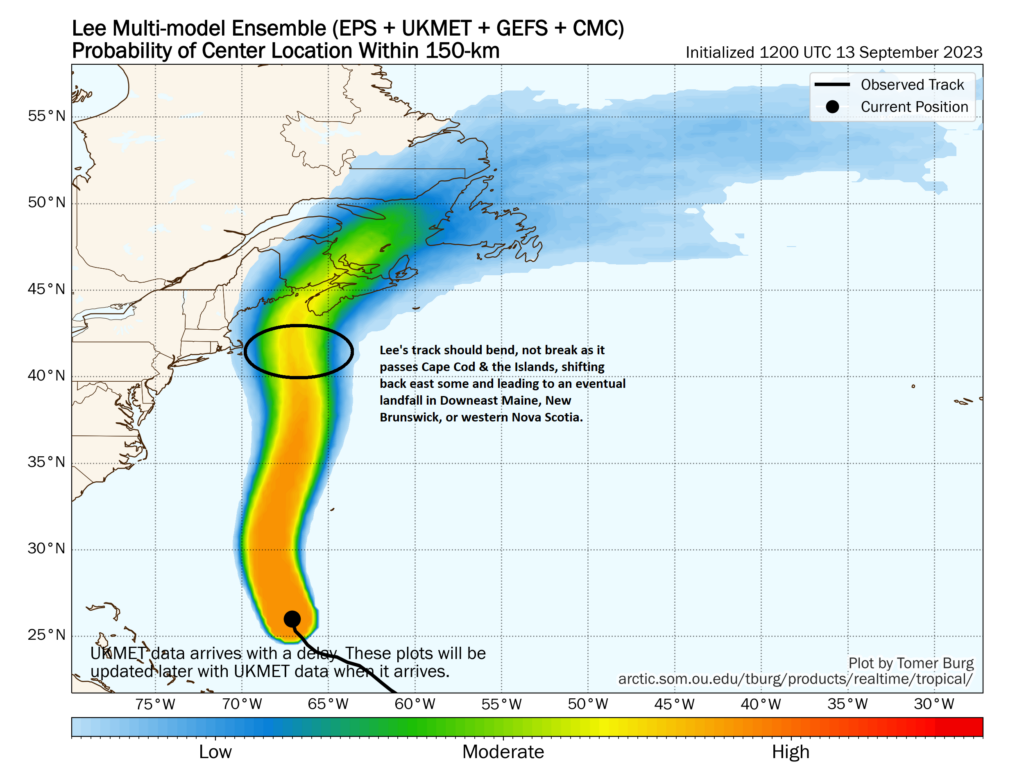 Wednesday PM Lee Update Watches issued for New England as Lee’s track