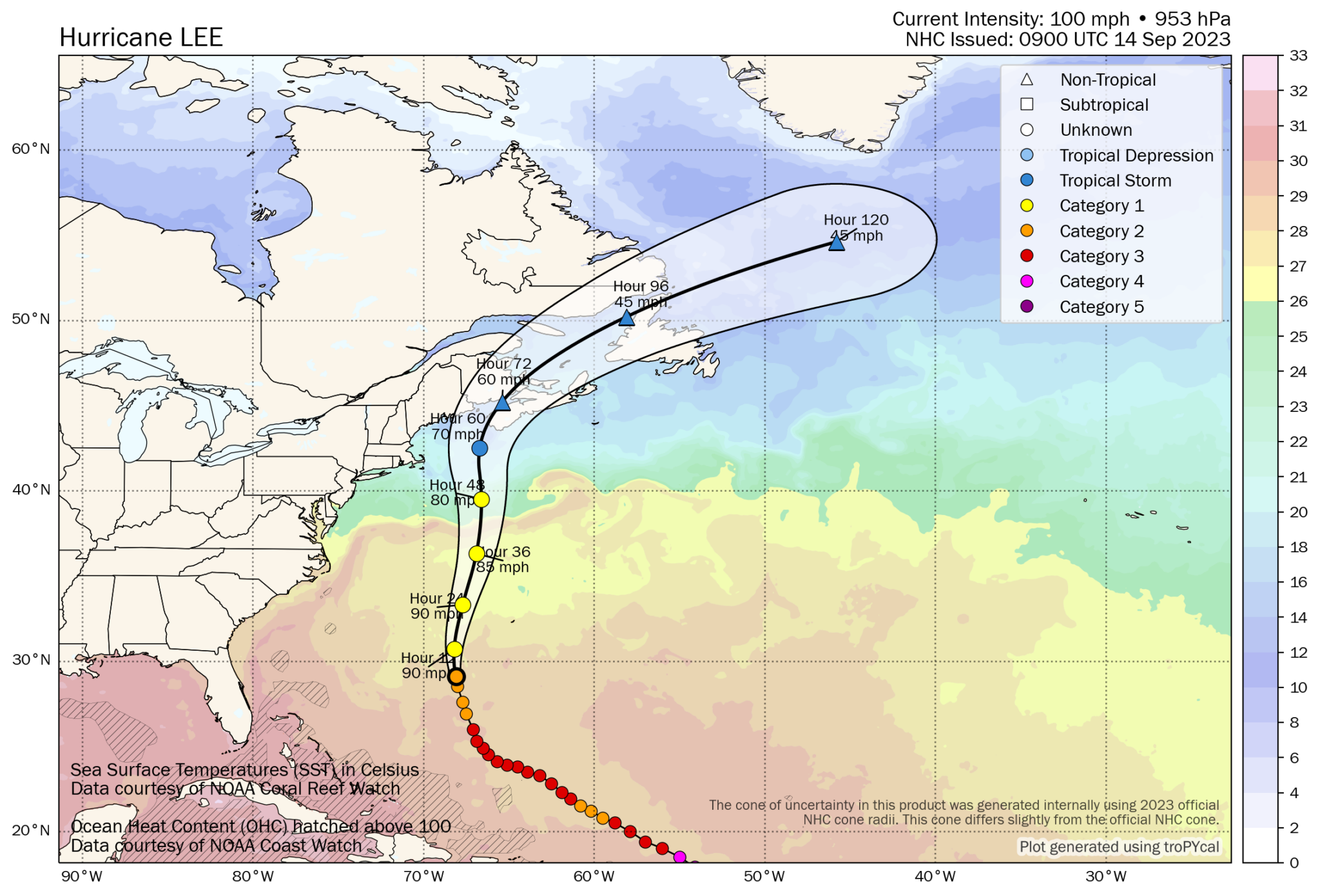 Hurricane Lee continues on its path toward New England and Atlantic ...